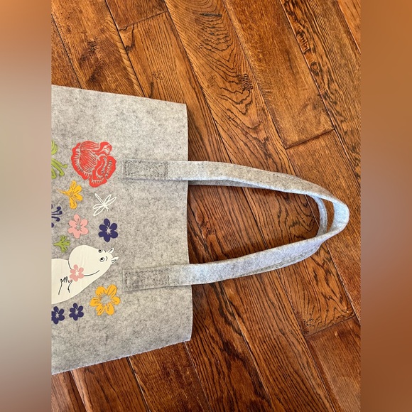 Moomin Bag Flower Print Tote Grey Multicolor - Picture 4 of 7
